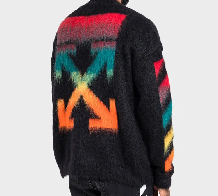 OFF WHITE Brushed Mohair Diag Arrows Logo Knit Sweater-4