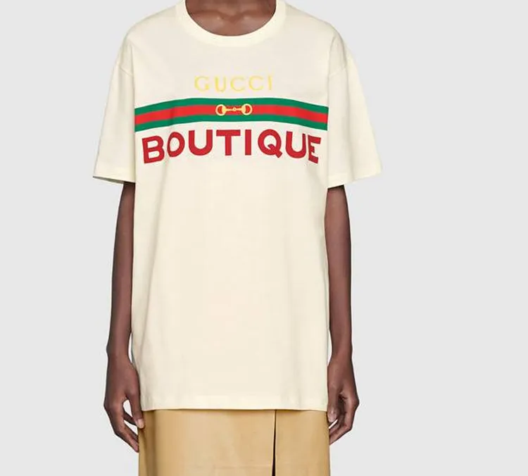 GUCCI Boutique Print Cotton T shirt White-2