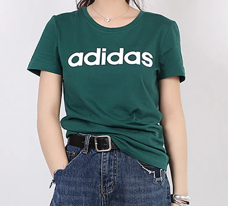 Adidas Neo Set in Sleeve T Shirt Women's Forest Green-3