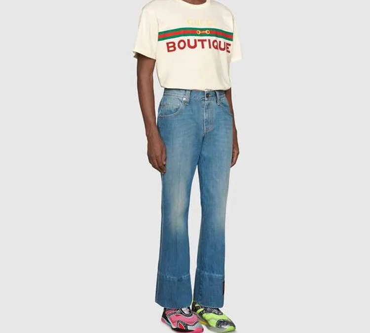 GUCCI Boutique Print Cotton T shirt White-6