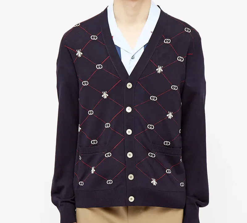 GUCCI Jacquard motif V neck Jumper-1