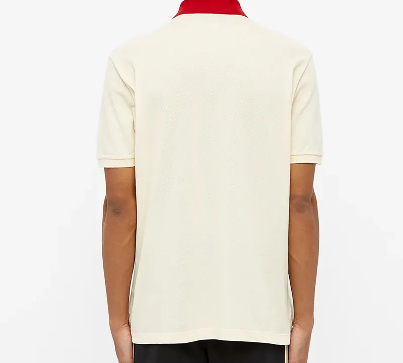 GUCCI Men Contrast Collar Logo Short Sleeve Polo Navy-2
