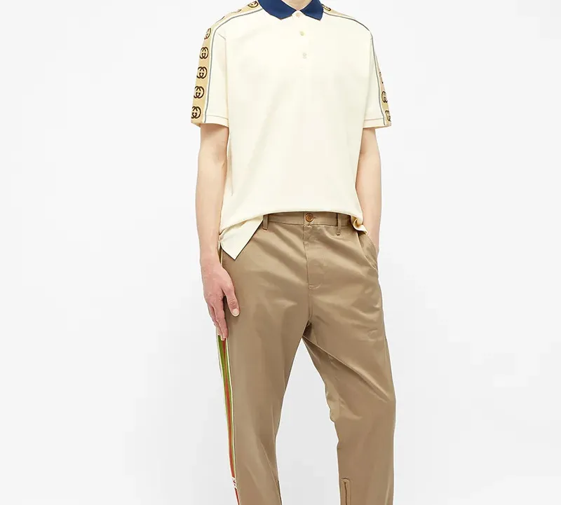 GUCCI Interlocking G Stripe Polo Shirt-4