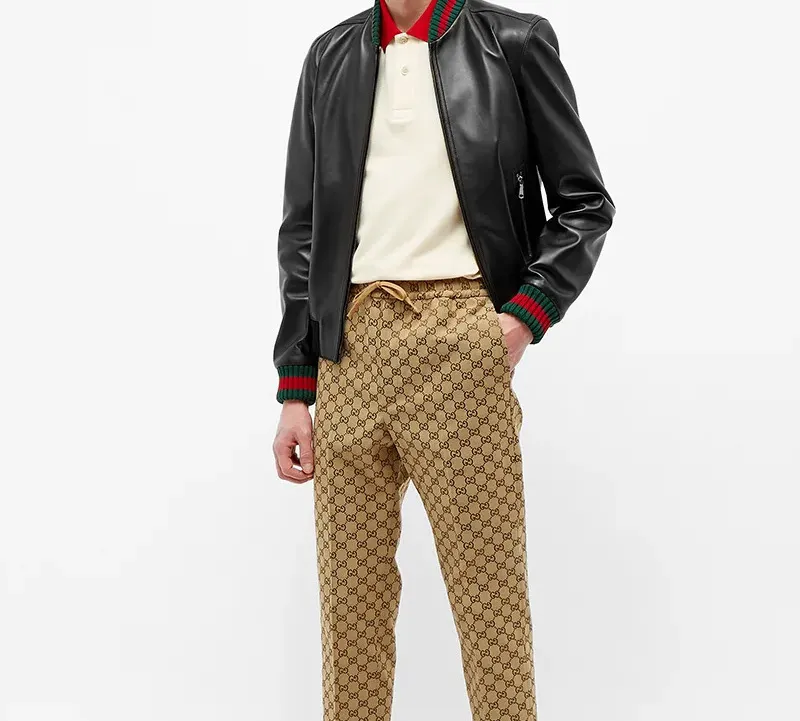 GUCCI Web detail Leather Jacket-2