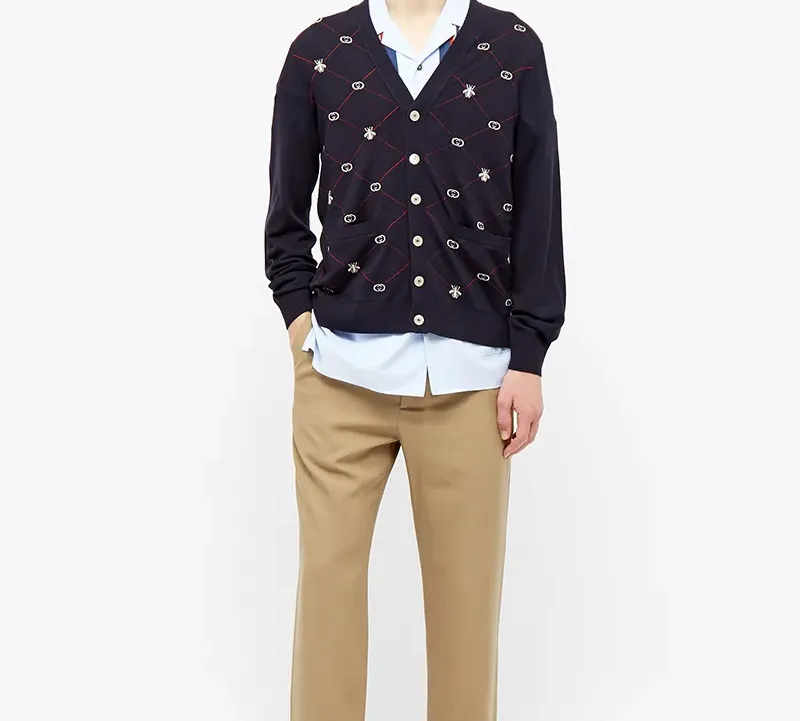 GUCCI Jacquard motif V neck Jumper-2