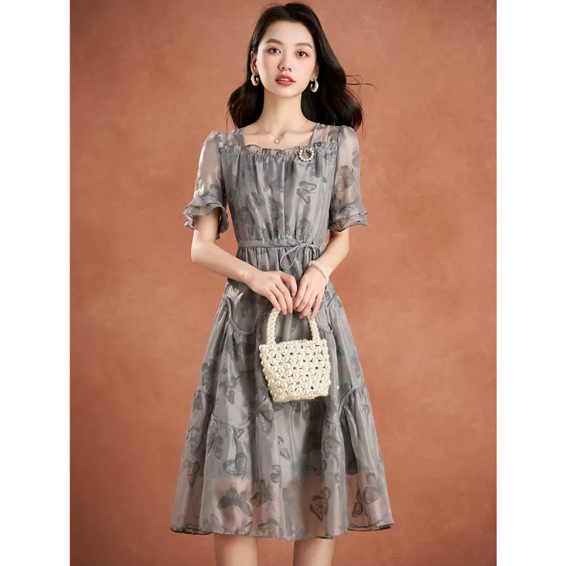 Mylan Short Sleeved Dress Women's Gray-5