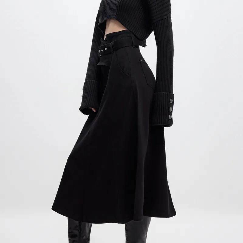 ONLY Casual Long Skirts Women's Black Denim-3