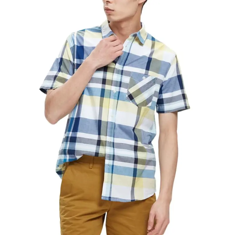 AIGLE MUJEUL Shirt Men's Citrus Orange Plaid-1