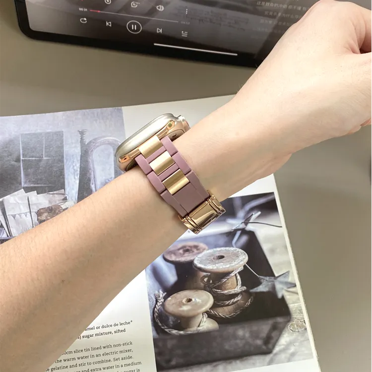 Sopi Apple Compatibility Watch Band Rubber, Stainless Steel Material-45