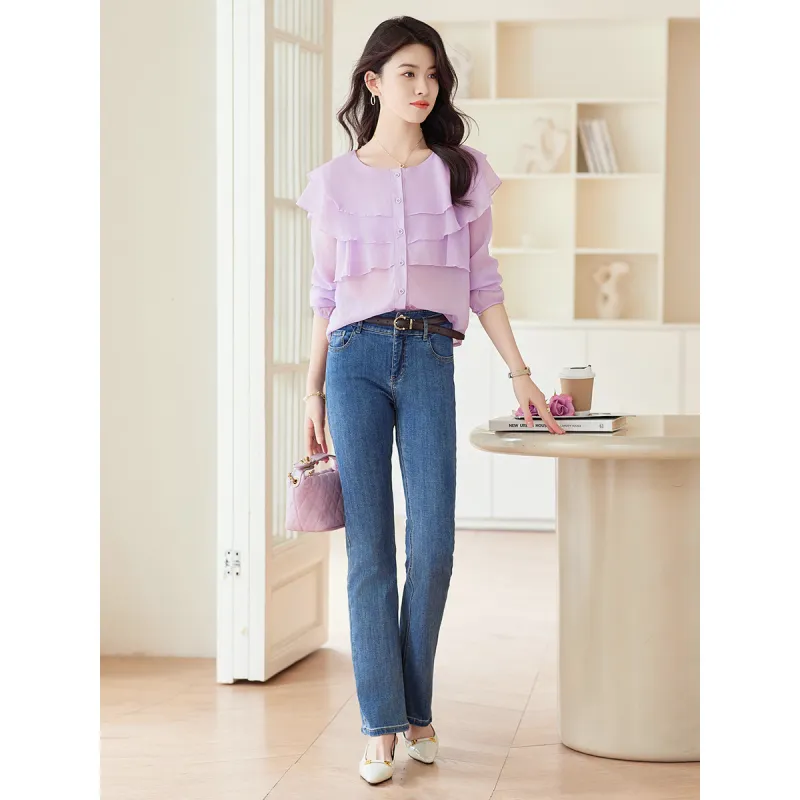 Like The Age Of Water Spring, Summer, Fall Shirt Loose Fit Women's Purple-2