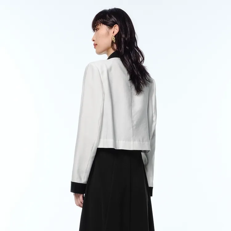 PEACEBIRD Cropped Coat Women's Afterglow Beige-3