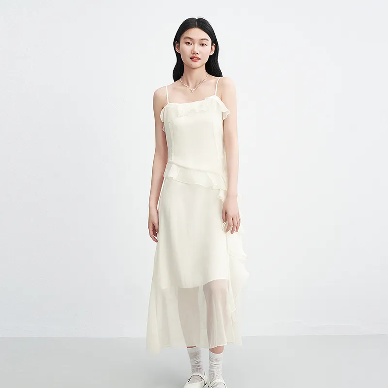 LEDIN Slip Dress Women's Cream Beige-3