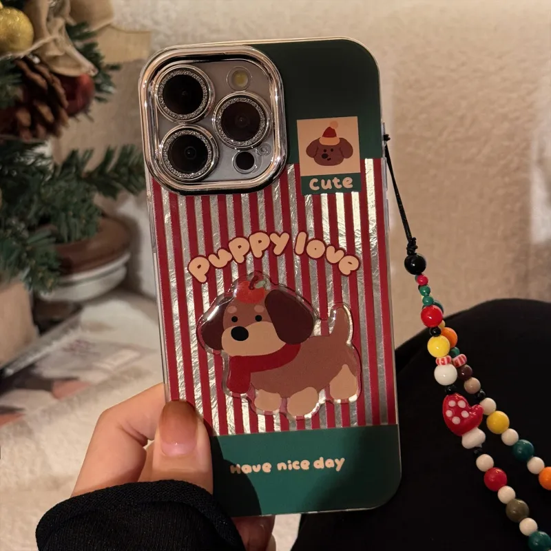 Cuttlefish Grid TPU Material Red Stripe Bacon Dog Phone Case Compatible With Apple 16/15/14/13/12/11-2