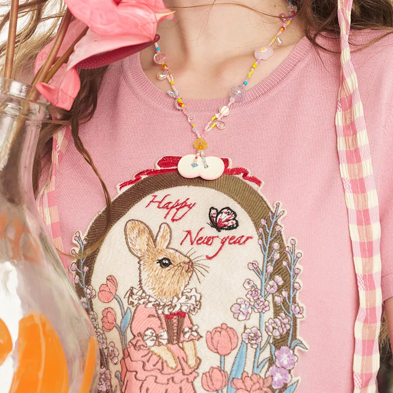ELF SACK Knitwear Women's Pink Girlish Heart-6