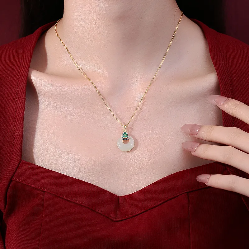 Royal Heaven's Choice Hetian Jade Necklaces Pale Greenish White Jade Unisex-5