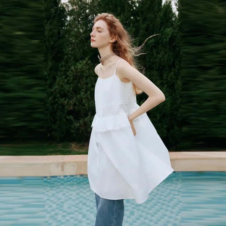 ELLE Slip Dresses Women's White-6