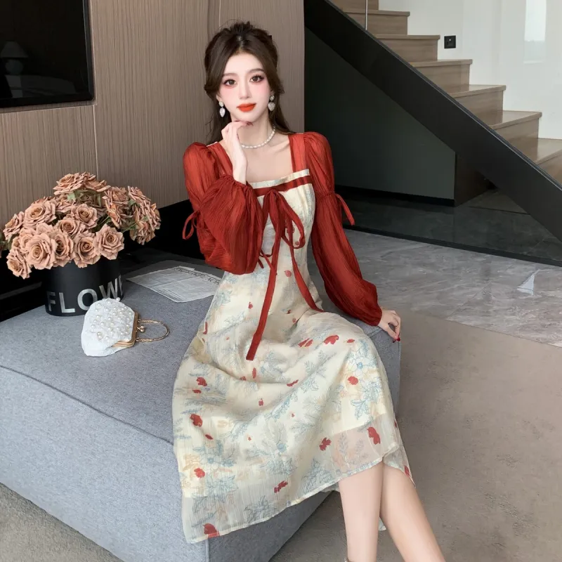 XIANSINIAO Spring Long Sleeved Dress Women's-2