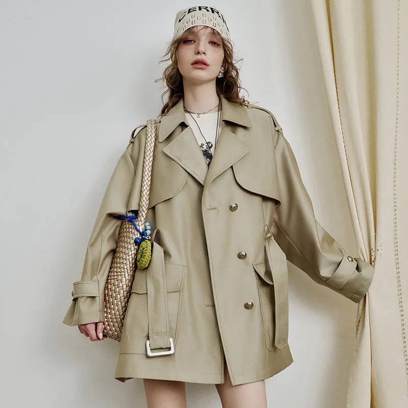 ELF SACK Trench Coat Women's Warm Khaki-5