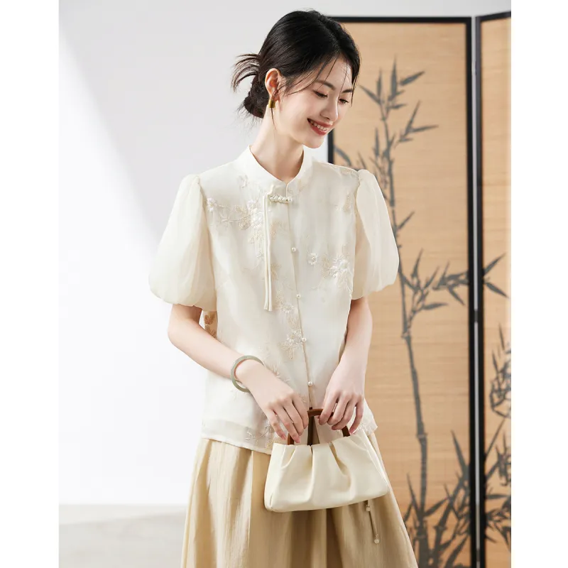 XINFEIYU Shirts Women's Ecru-1