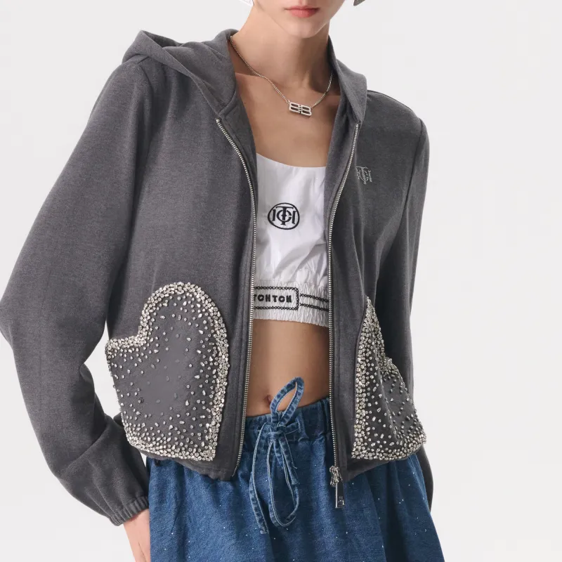 TCH Cropped Coats Women's Dark Gray-2