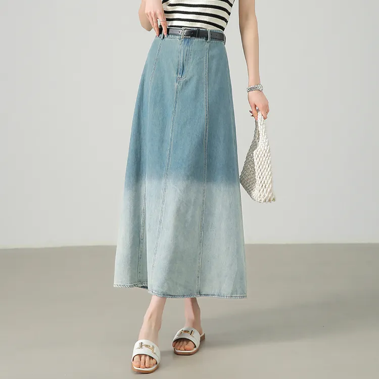 SENTUBILA Casual Long Skirts Women's Mountain Tai Blue-2