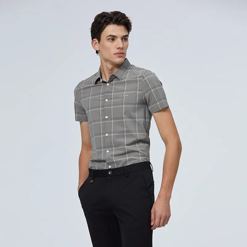DIDIBOY Shirts Men Green Plaid-3