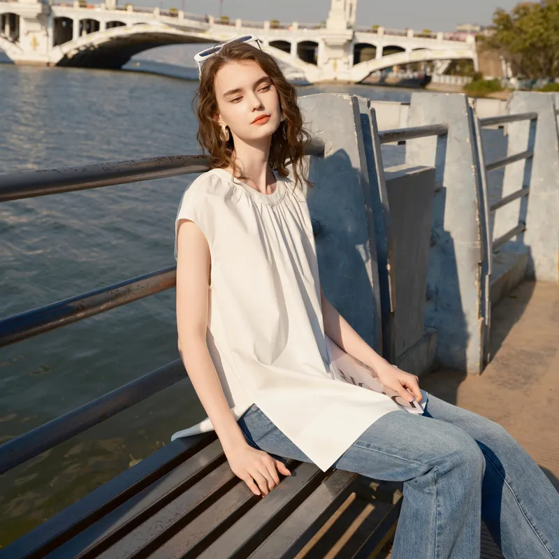3COLOUR Chiffon Shirts Women's Pearl White-3