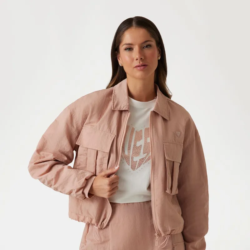 GUESS Cropped Coats Women's Rubber Pink-2