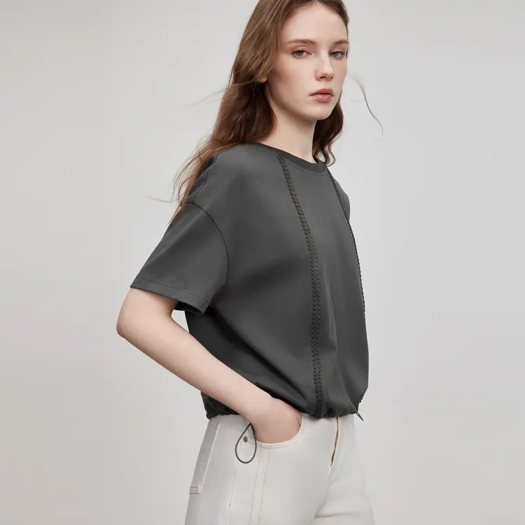 ELLE T Shirt Women's Medium Gray-4