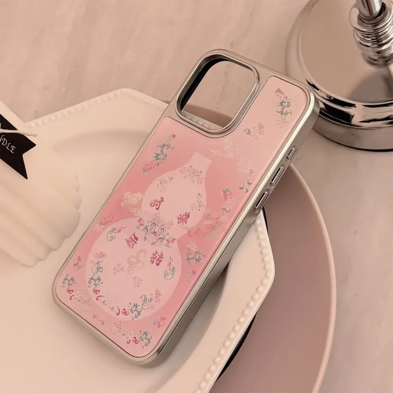 QIZHENG TPU Material New Chinese Style Pink Gourd Phone Case Compatible With Apple 16 Pro Max/15/14/13/12/11-3