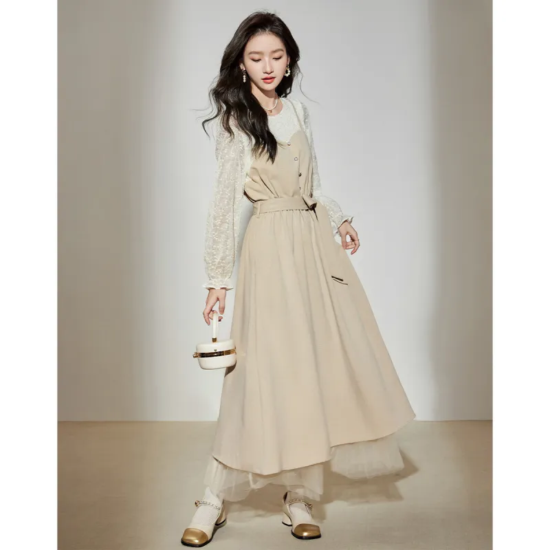 Love Elaine Long Sleeved Dress Women's Apricot-2