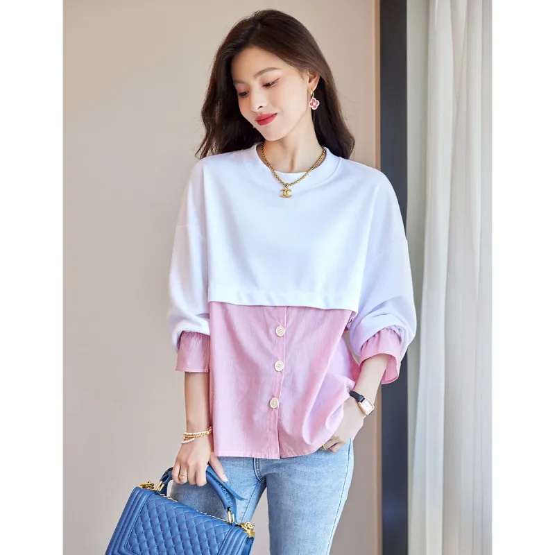 Like The Age Of Water Spring, Fall Sweatshirt Loose Fit Women's White-2
