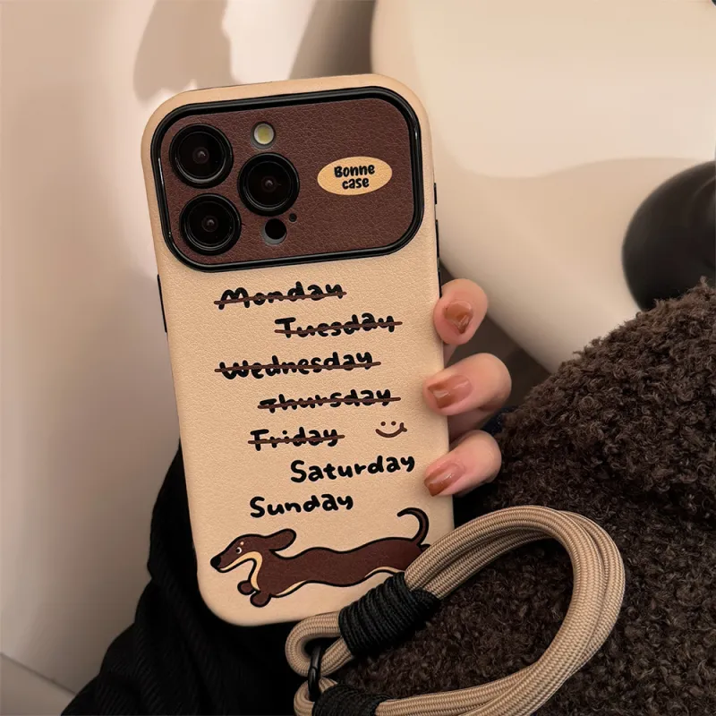 Cuttlefish Grid TPU Material Ins Style Sausage Dog Niche Phone Case Compatible With Apple 16/15/14/13/12/11-1