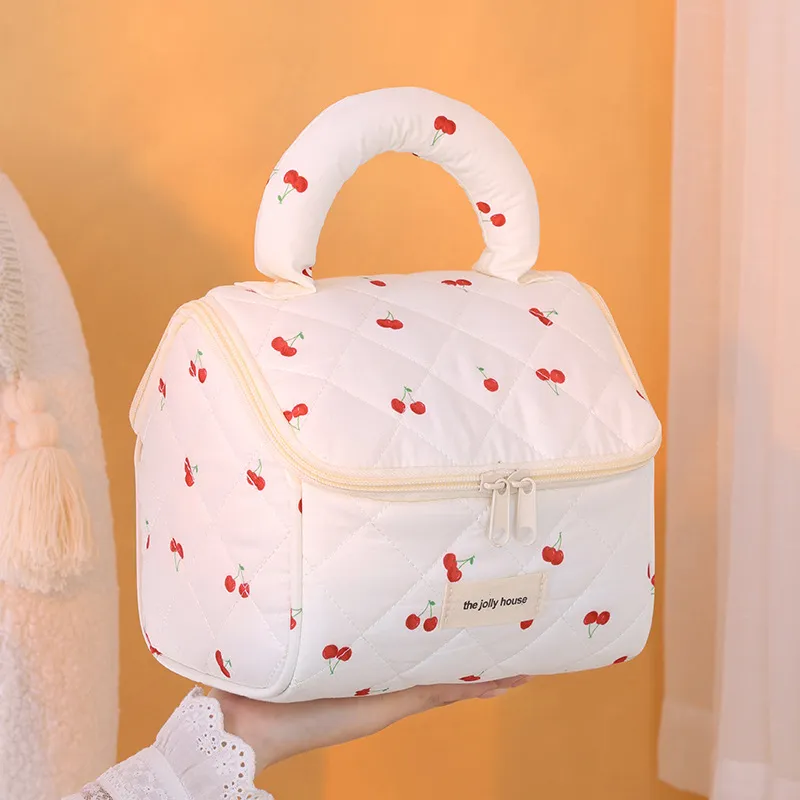Boniu Cotton Makeup Bag Regular Unisex White/Yellow/Pink-1