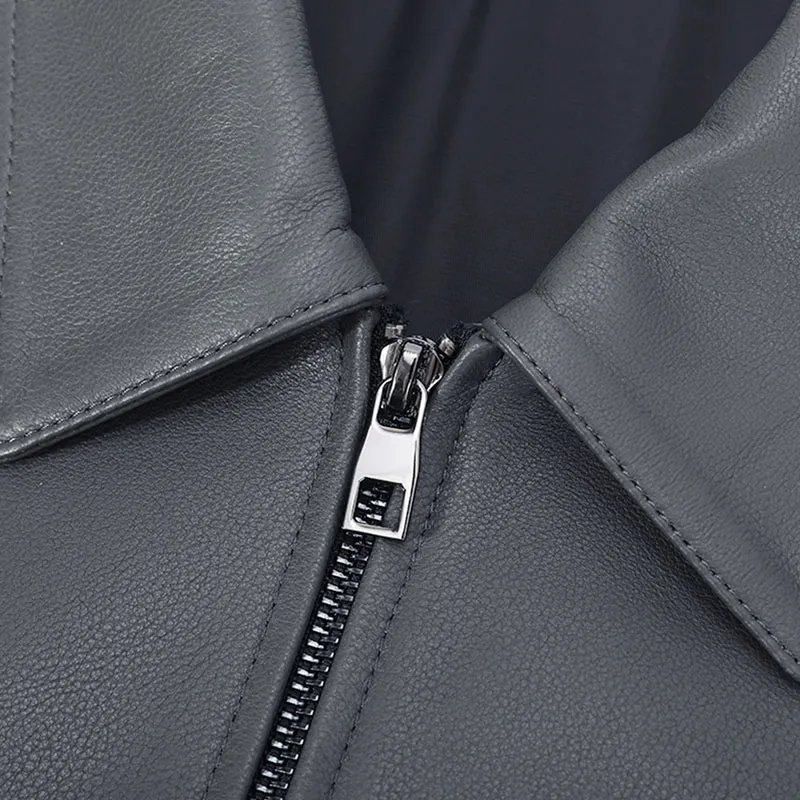 DAVID NAMAN Leather Jacket Men's Gray-3