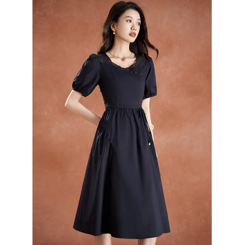Mylan Summer Short Sleeved Dress Cinched Waist Women's-3
