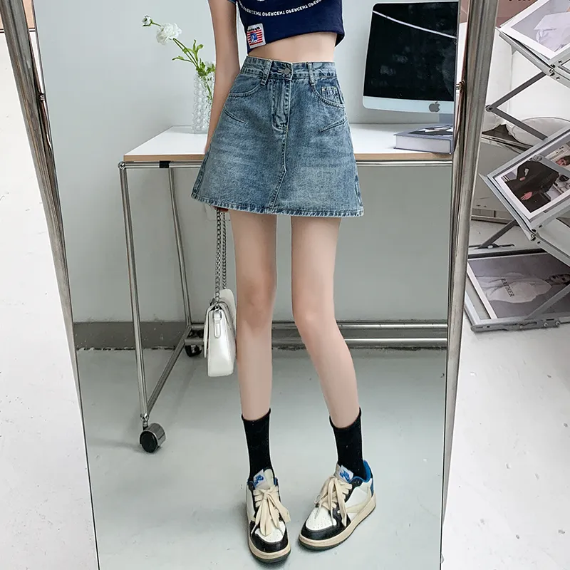 XIANSINIAO Denim Short Skirts Women's-1