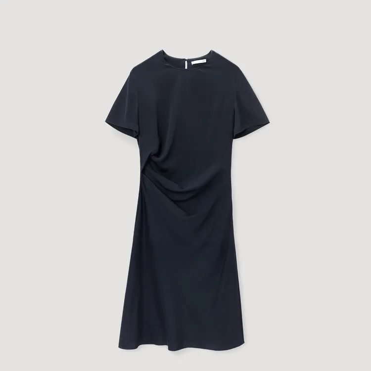 OVV Short Sleeved Dresses Women's Navy Blue Solid Color 10-2