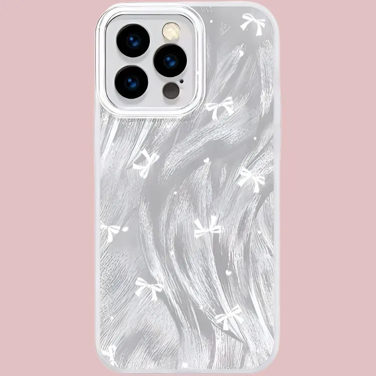 Sopi Acrylic Material Camlet White Bowknot Phone Cases Compatible With IPhone 16/15 Pro Max/Apple 13/14 Pro/Max-1