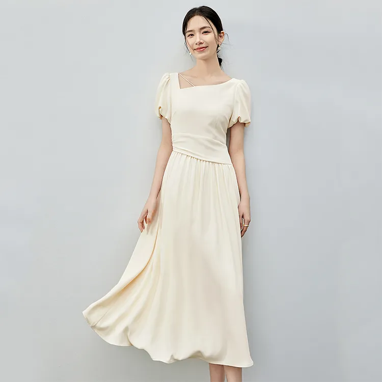 SENTUBILA Short Sleeved Dresses Women's Birch Apricot-3