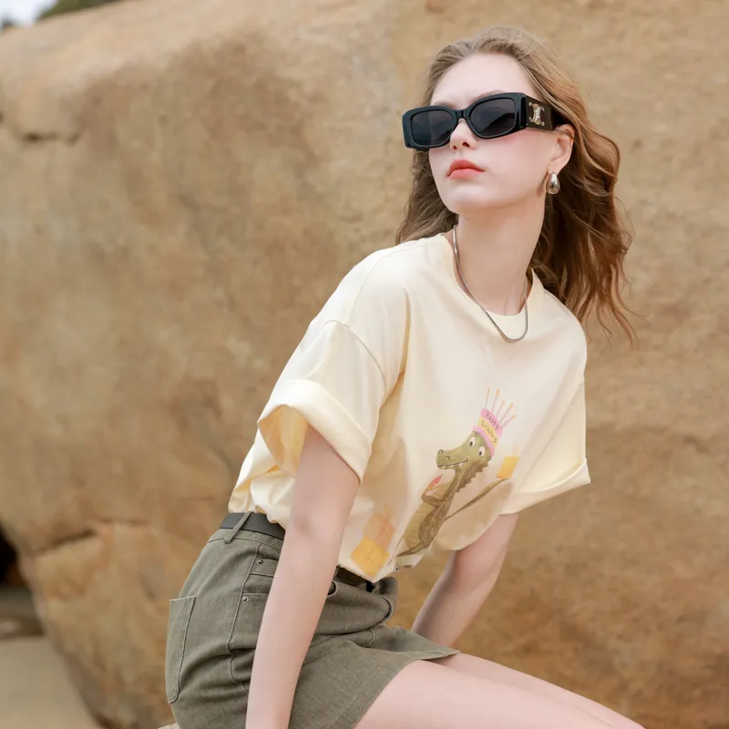 3COLOUR T Shirt Women's Light Yellow-6