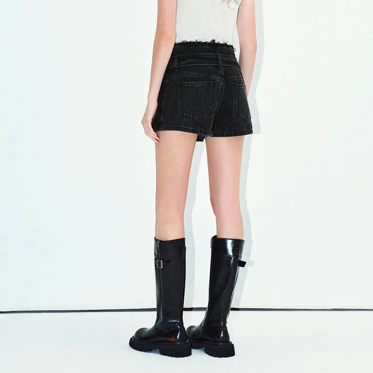 URBAN REVIVO Denim Shorts Women's Black-3