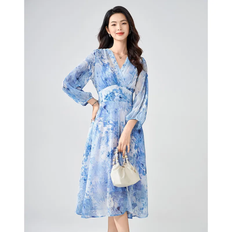 Love Elaine Long Sleeved Dress Women's Morning Dusk Blue-1