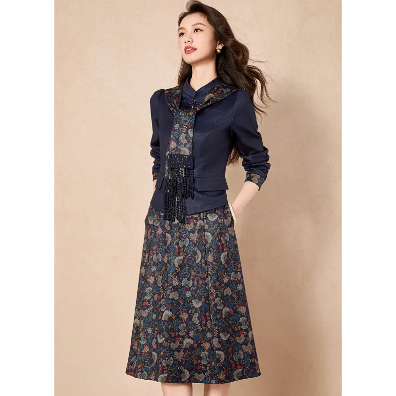 Mylan Two Piece Skirt Sets Women's Blue-3
