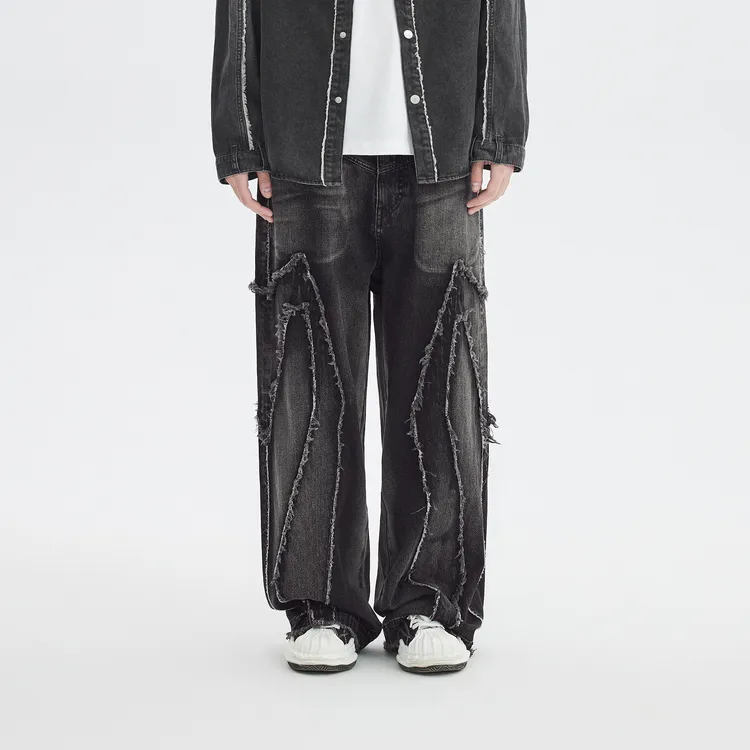 INXX Raw Edge Structural Splicing Jeans-2