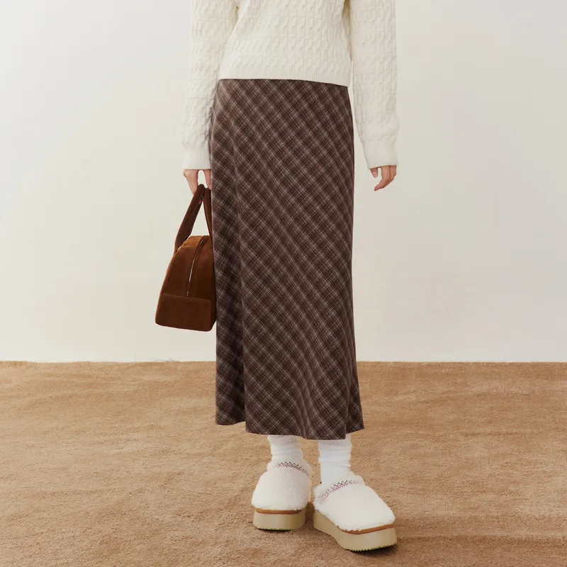 LEDIN Casual Long Skirt Women's Latte Umber-4