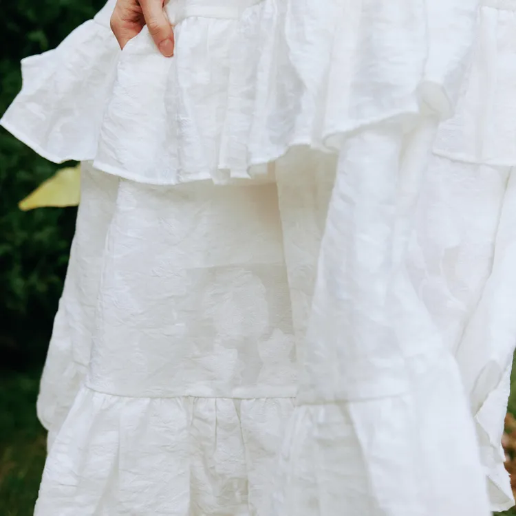 ELLE Casual Long Skirts Women's White-5