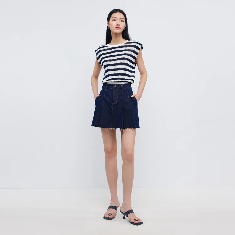 SHUIYUNJIAN Denim Shorts Women's Navy Blue-4