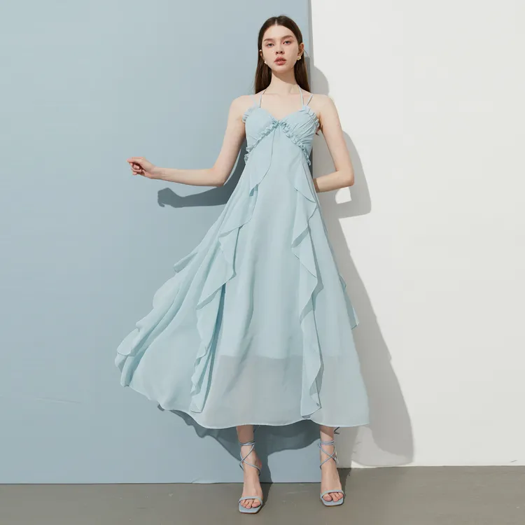 DPLAY Slip Dresses Women's Glacier Blue-3