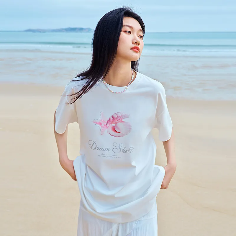 LEDIN T Shirt Women's Mist White-2